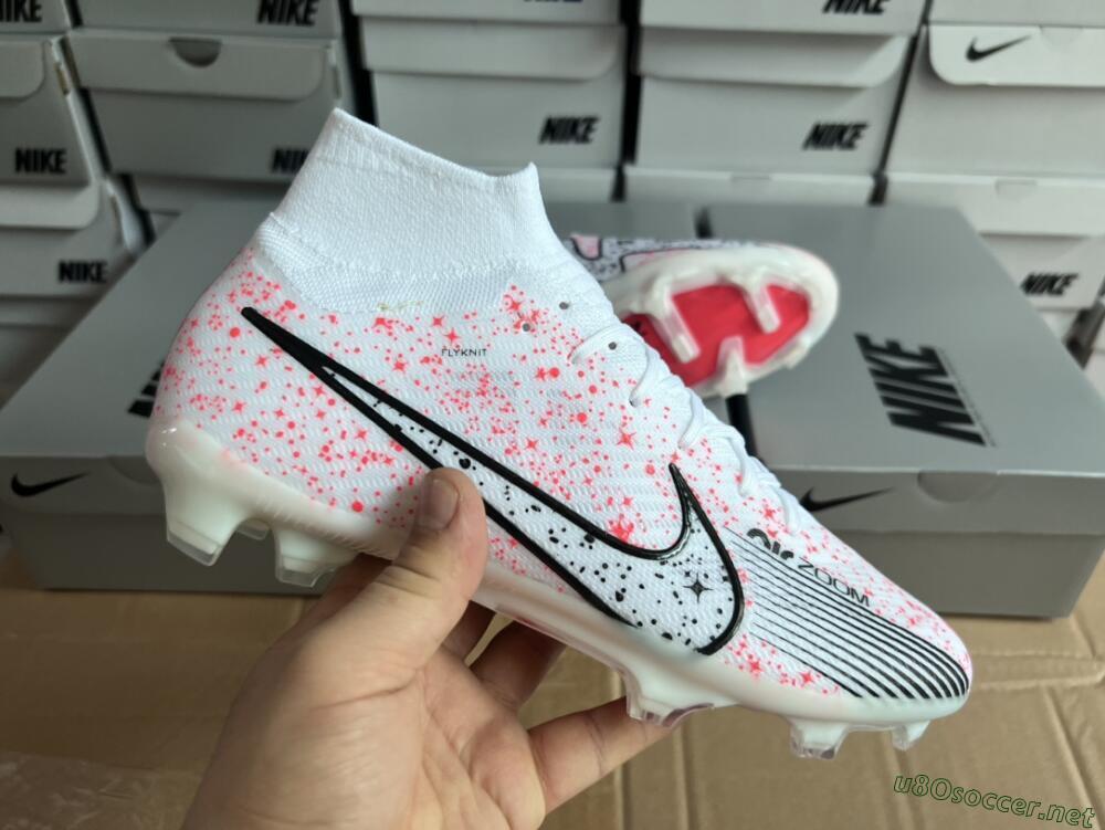 Men's Nike Air Zoom Mercurial Superfly 9 Elite FG Football Boots - White/Pink/Black