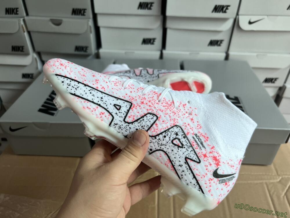 Men's Nike Air Zoom Mercurial Superfly 9 Elite FG Football Boots - White/Pink/Black