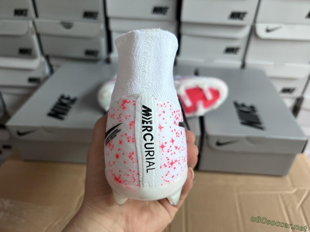 Men's Nike Air Zoom Mercurial Superfly 9 Elite FG Football Boots - White/Pink/Black