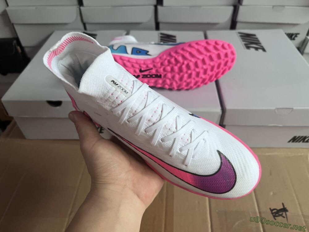 Unisex Nike Mercurial Superfly 9 Elite TF Football Shoes - White/Pink