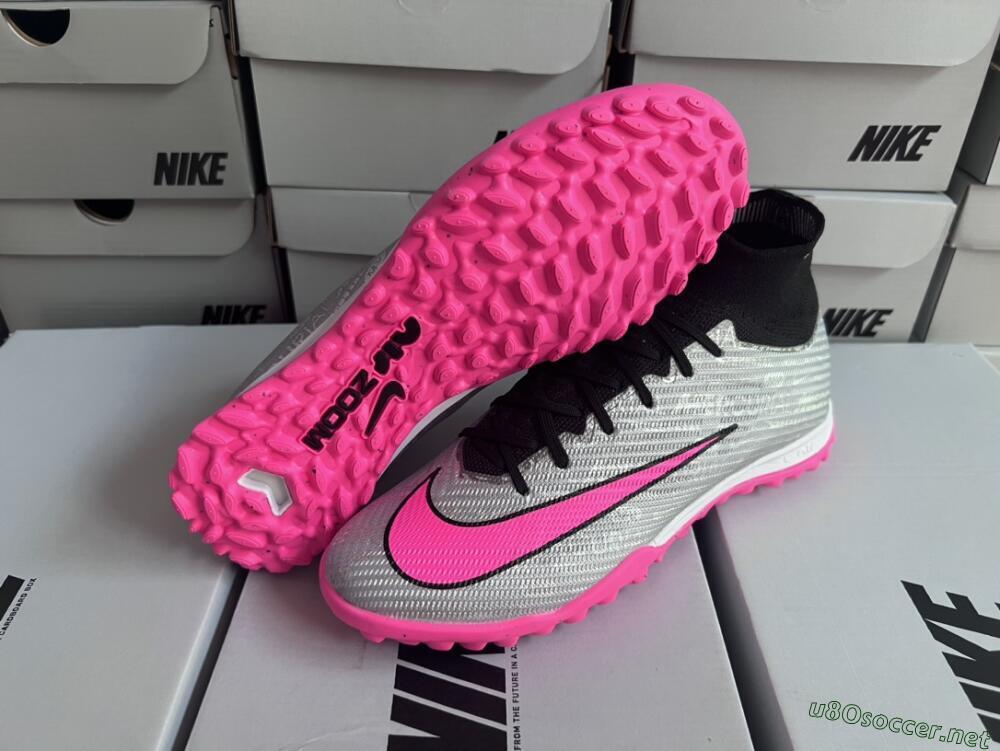 Men's Nike Mercurial Superfly 8 Elite TF Football Shoes - Grey/Black/Pink