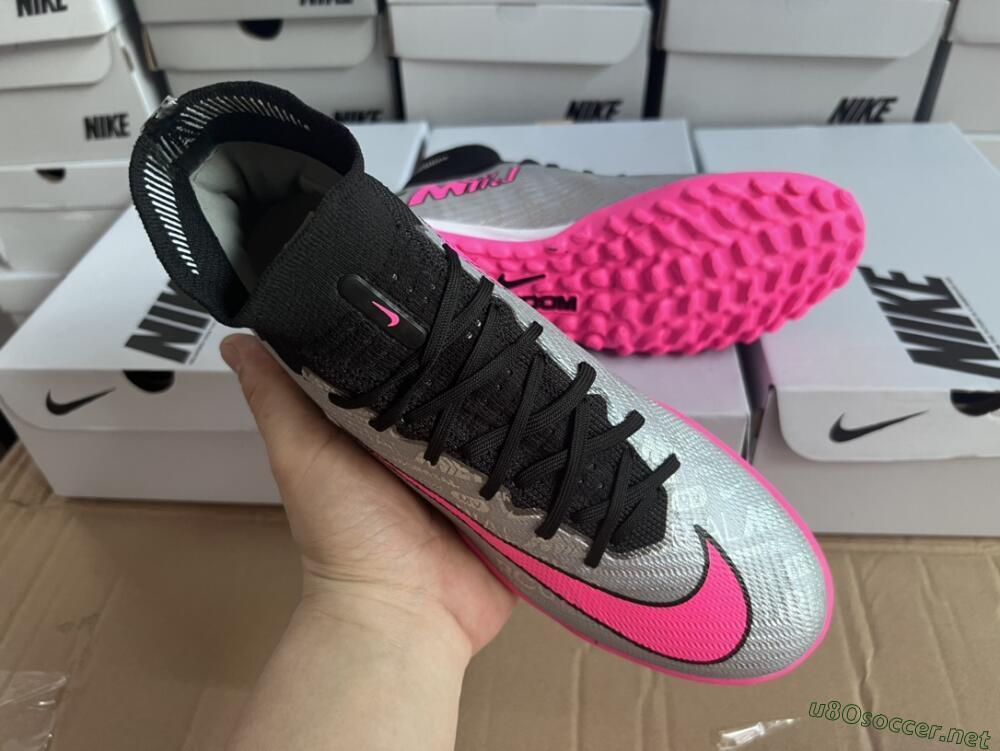 Men's Nike Mercurial Superfly 8 Elite TF Football Shoes - Grey/Black/Pink