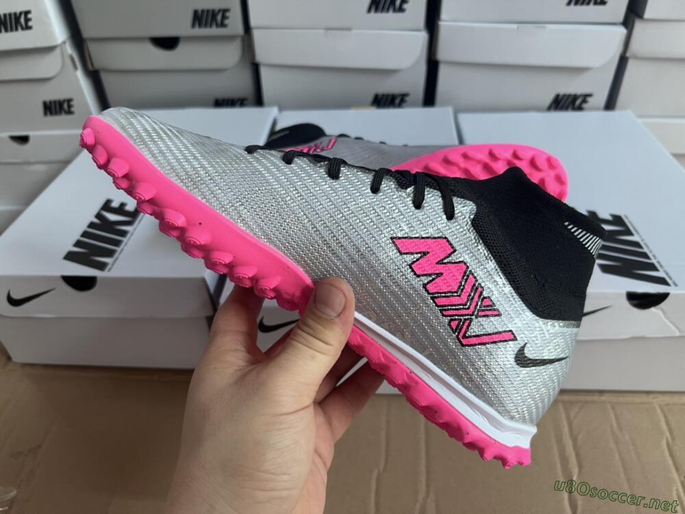 Men's Nike Mercurial Superfly 8 Elite TF Football Shoes - Grey/Black/Pink