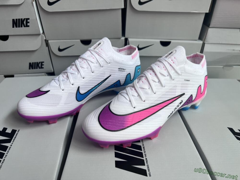 Unisex Nike Air Zoom Mercurial Vapor 15 Elite FG Football Boots - White/Pink/Purple