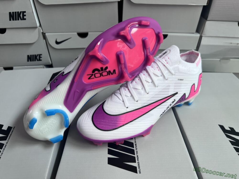 Unisex Nike Air Zoom Mercurial Vapor 15 Elite FG Football Boots - White/Pink/Purple
