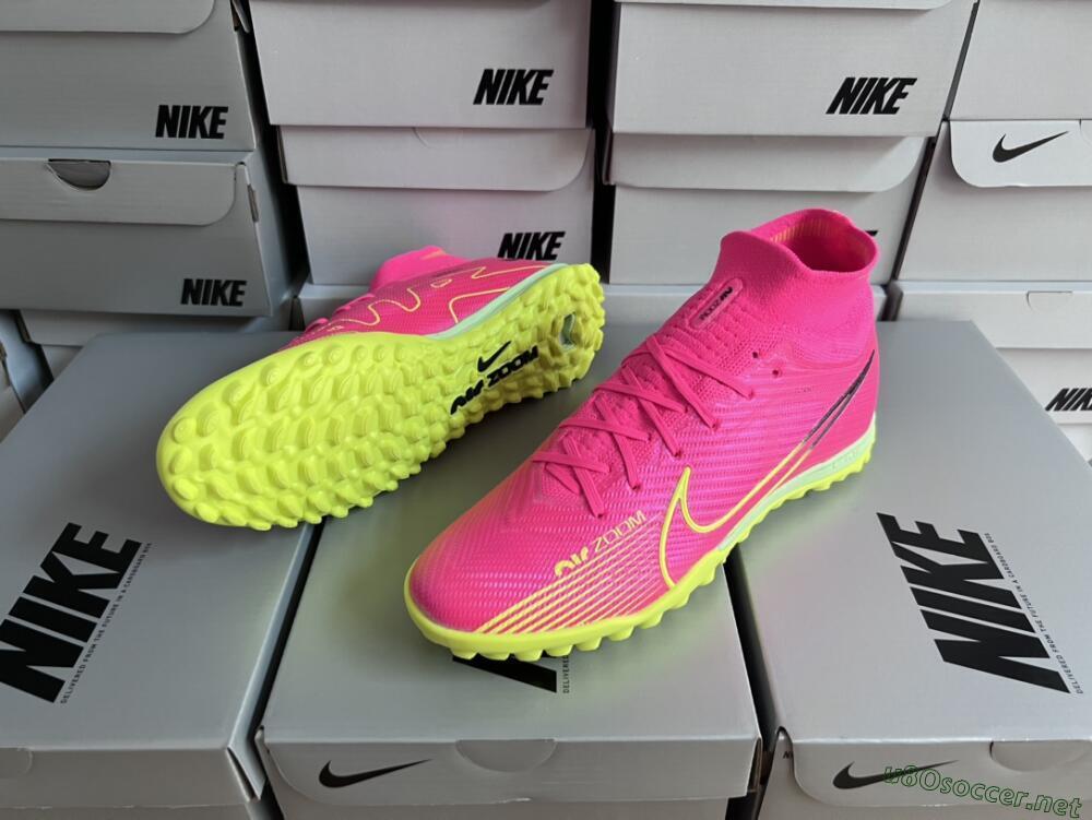Men's Nike Air Zoom Mercurial Superfly 9 Elite TF Football Shoes - Pink/Green/Black