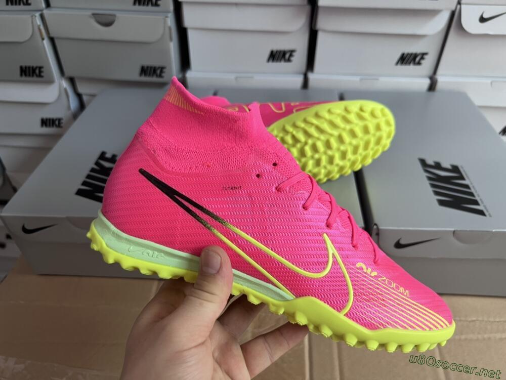 Men's Nike Air Zoom Mercurial Superfly 9 Elite TF Football Shoes - Pink/Green/Black