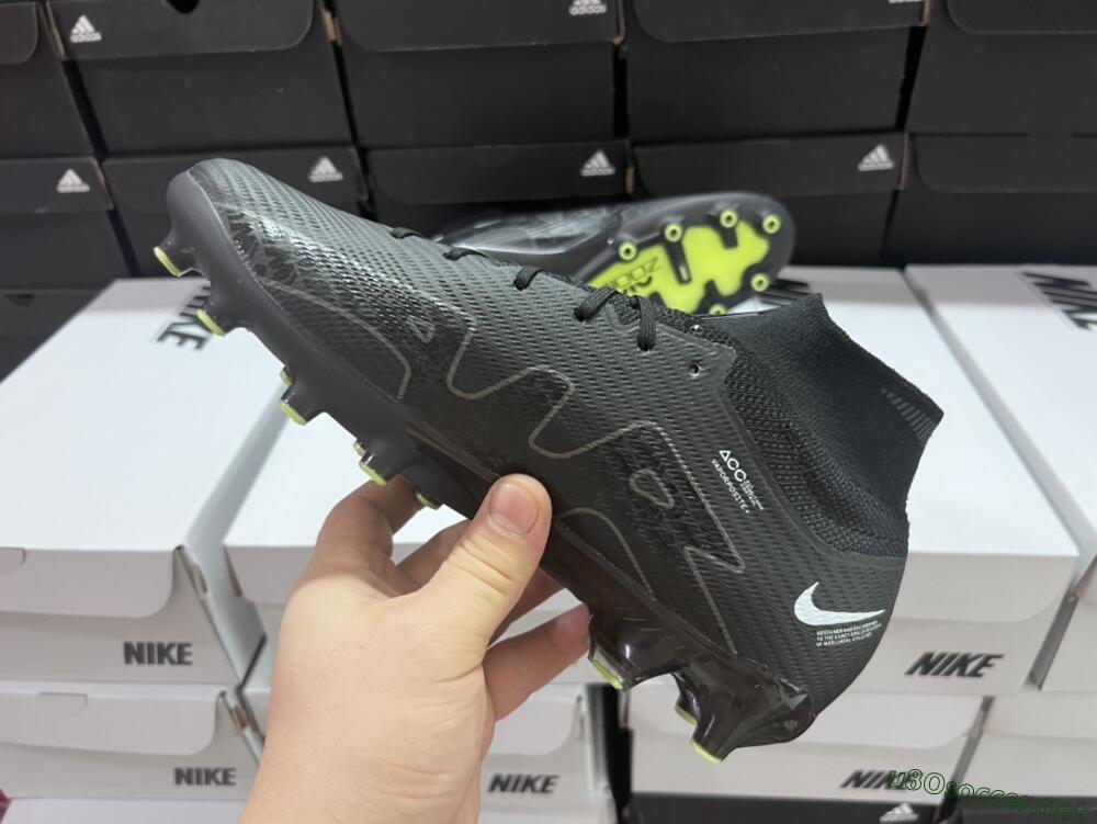 Men's Nike Air Zoom Mercurial Superfly 9 Elite AG Football Boots - Black/Green