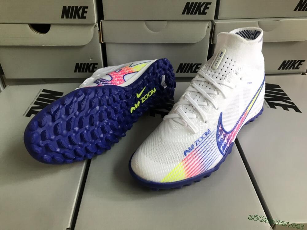 Men's Nike Air Zoom Mercurial Superfly 9 Elite TF Football Shoes - White/Blue/Pink