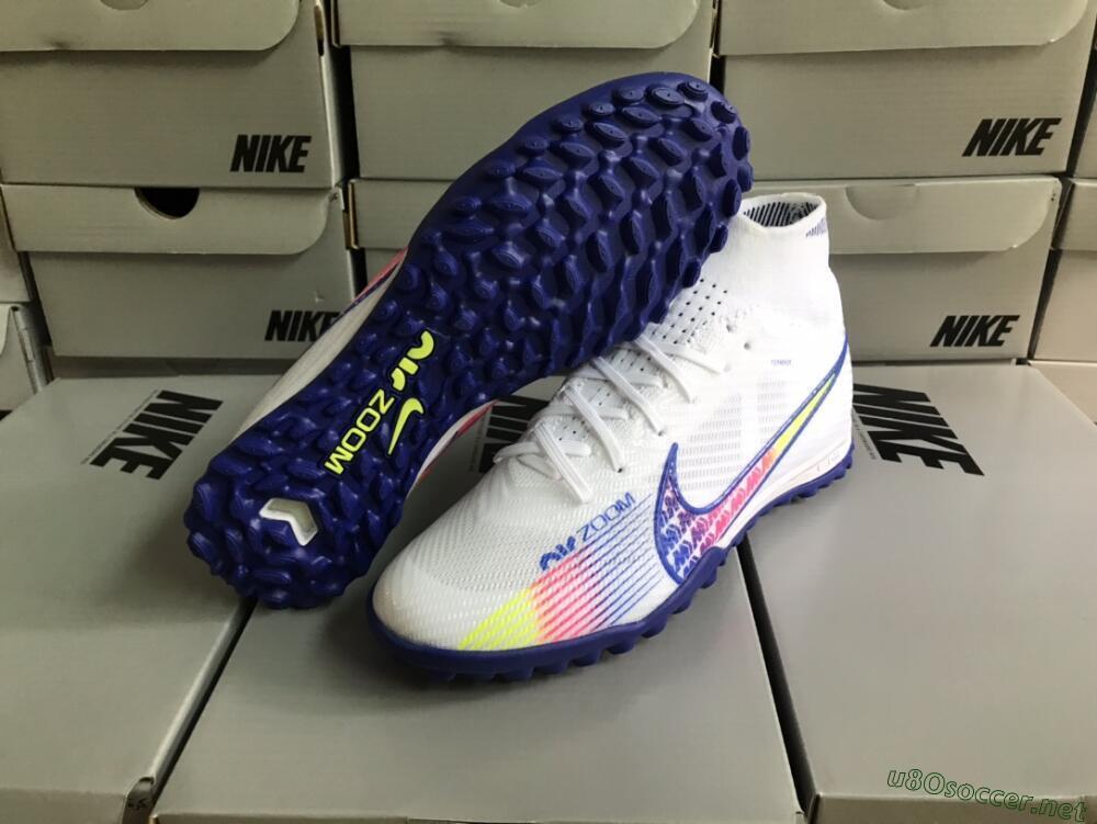 Men's Nike Air Zoom Mercurial Superfly 9 Elite TF Football Shoes - White/Blue/Pink