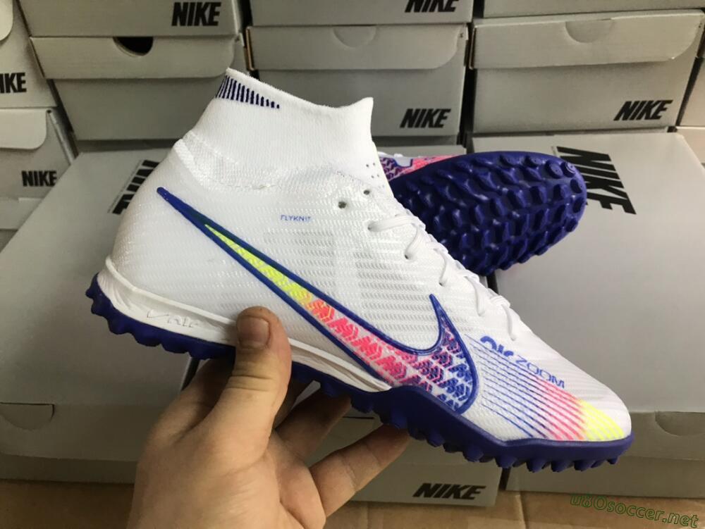 Men's Nike Air Zoom Mercurial Superfly 9 Elite TF Football Shoes - White/Blue/Pink