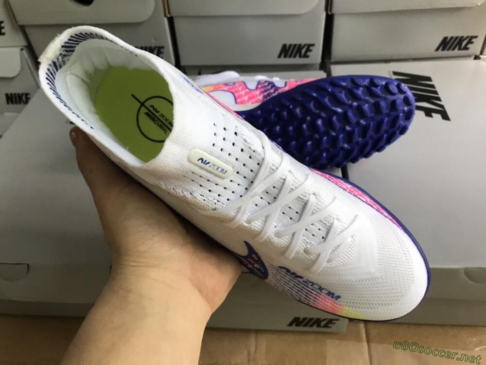 Men's Nike Air Zoom Mercurial Superfly 9 Elite TF Football Shoes - White/Blue/Pink