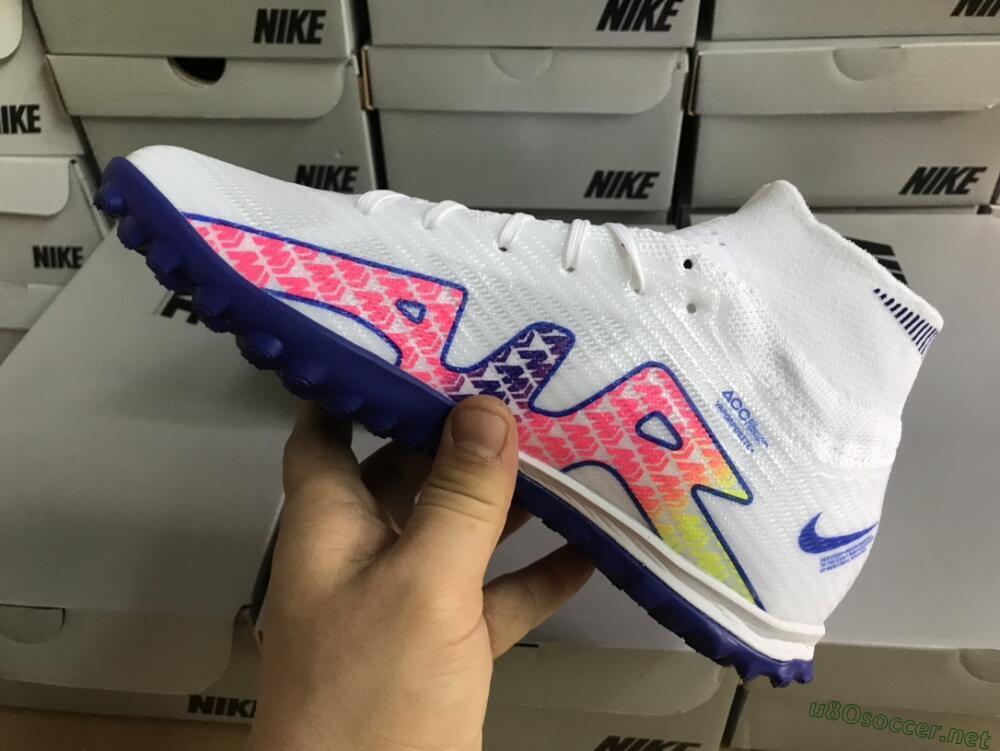 Men's Nike Air Zoom Mercurial Superfly 9 Elite TF Football Shoes - White/Blue/Pink