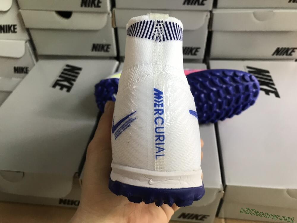 Men's Nike Air Zoom Mercurial Superfly 9 Elite TF Football Shoes - White/Blue/Pink