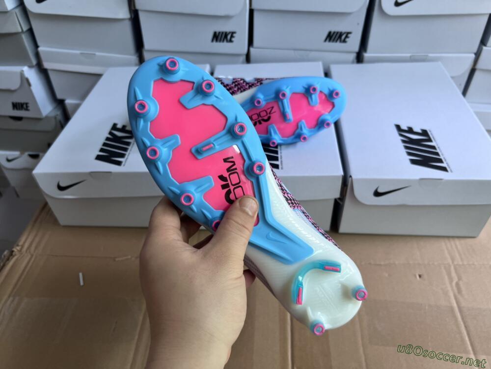 Unisex Nike Air Zoom Mercurial Superfly 9 Elite AG Football Boots - White/Blue/Pink