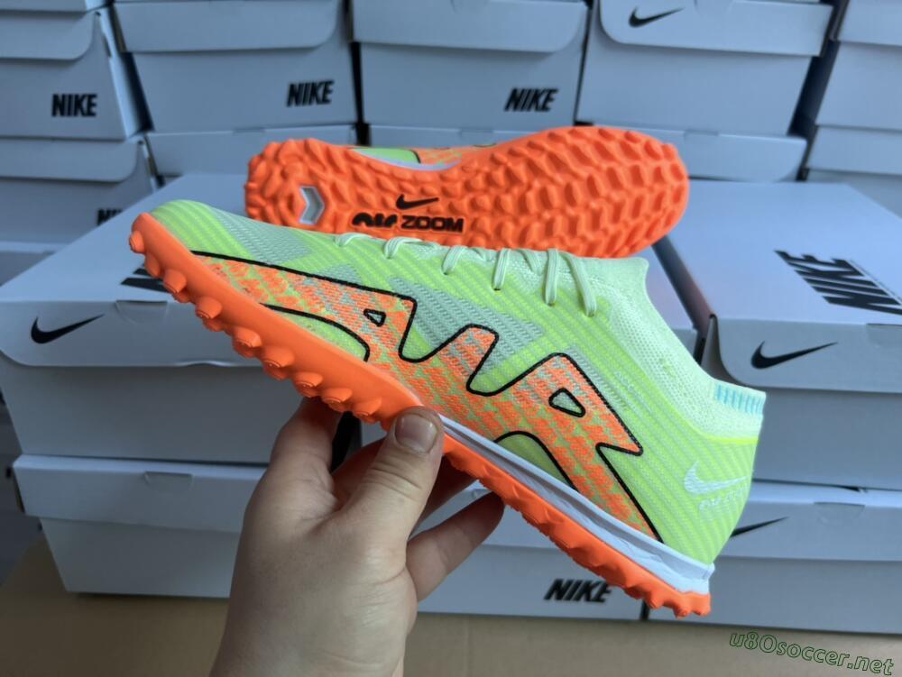 Unisex Nike Air Zoom Mercurial Vapor 15 Elite TF Football Shoes - Green/Black/Orange