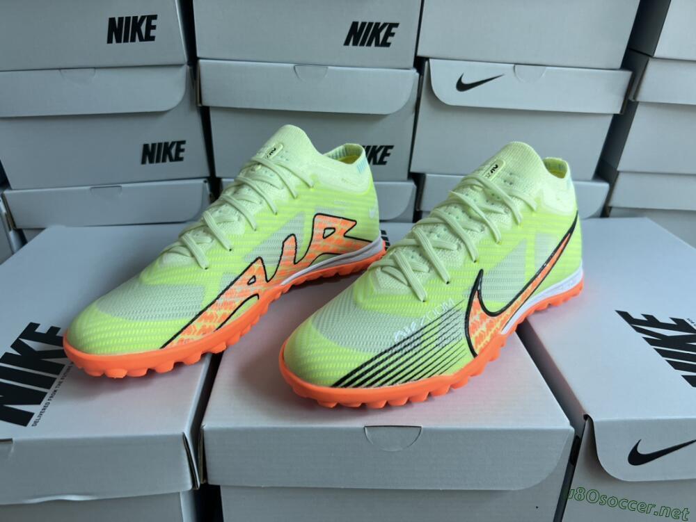 Unisex Nike Air Zoom Mercurial Vapor 15 Elite TF Football Shoes - Green/Black/Orange