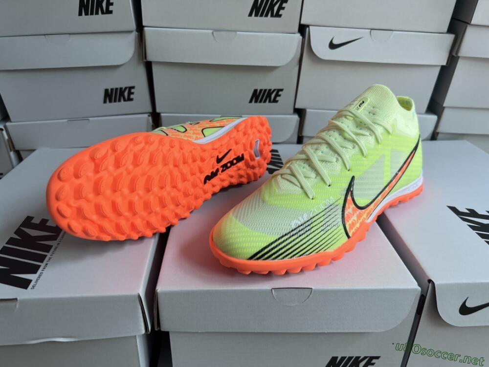 Unisex Nike Air Zoom Mercurial Vapor 15 Elite TF Football Shoes - Green/Black/Orange