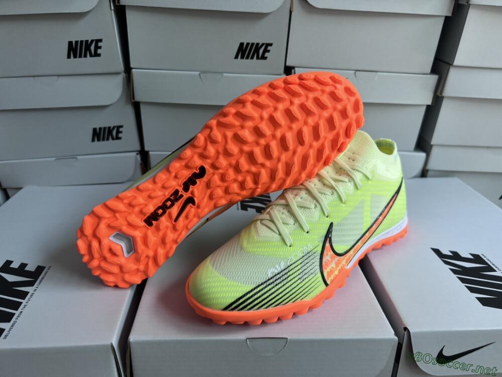 Unisex Nike Air Zoom Mercurial Vapor 15 Elite TF Football Shoes - Green/Black/Orange