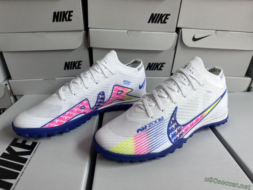 Men's Nike Air Zoom Mercurial Vapor 15 Elite TF Football Shoes - White/Blue/Pink