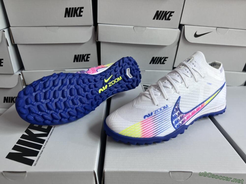 Men's Nike Air Zoom Mercurial Vapor 15 Elite TF Football Shoes - White/Blue/Pink