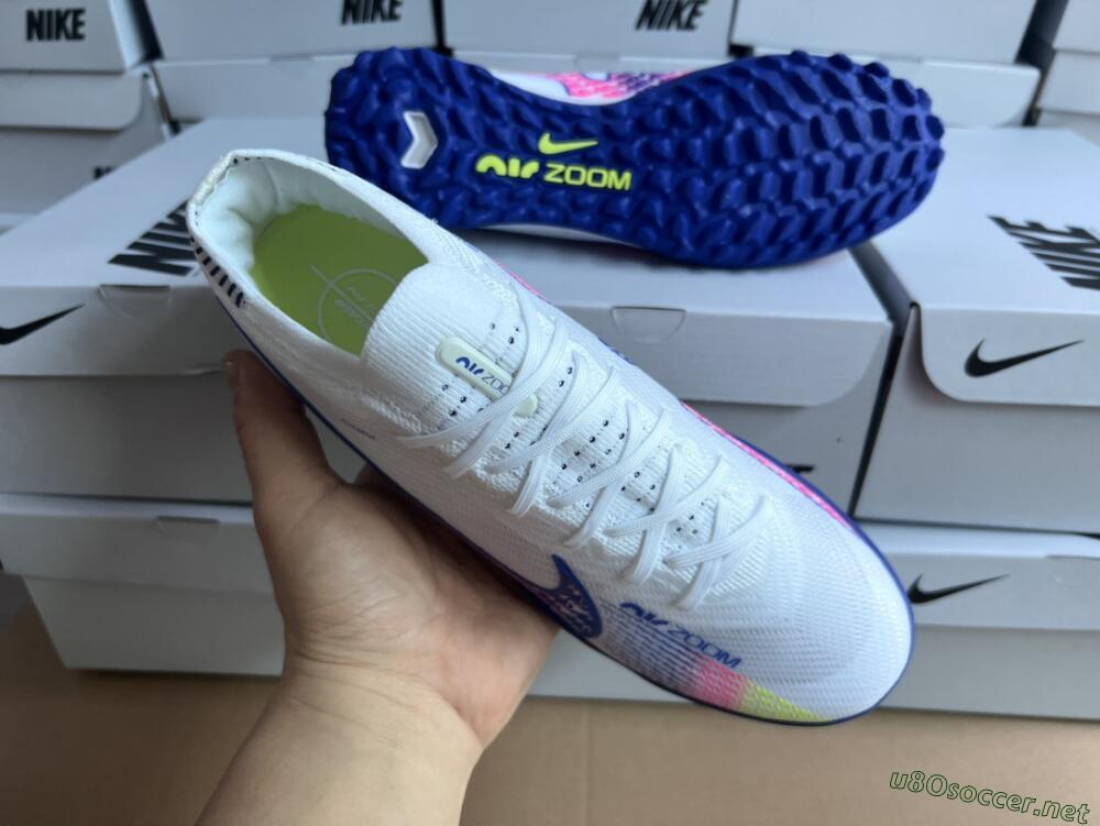 Men's Nike Air Zoom Mercurial Vapor 15 Elite TF Football Shoes - White/Blue/Pink