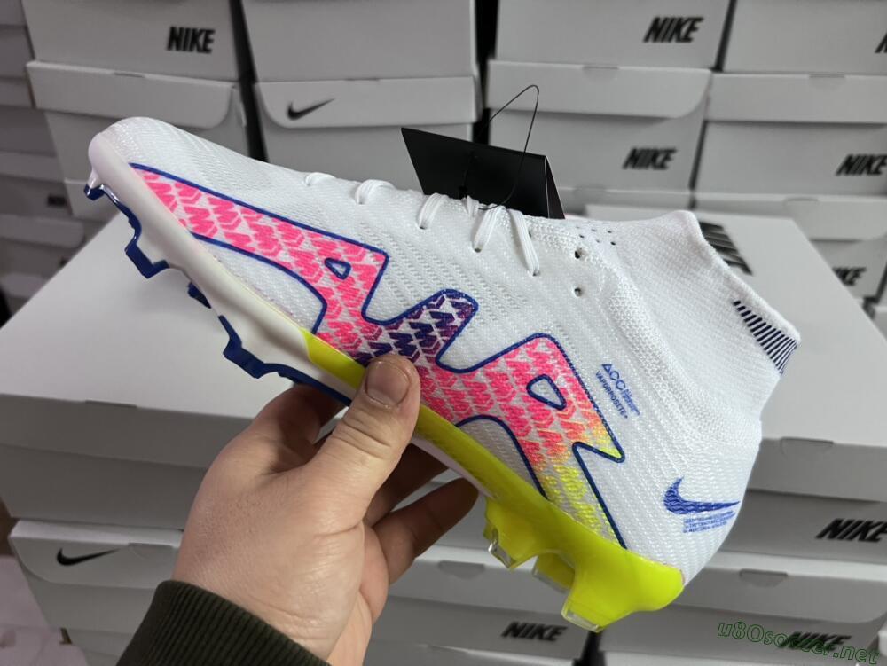 Men's Nike Air Zoom Mercurial Superfly 9 Elite FG Football Boots - White/Blue/Pink/Green