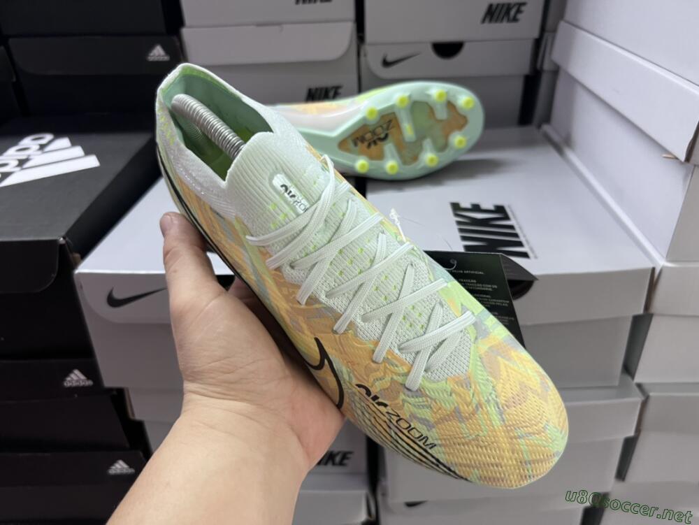 Unisex Nike Air Zoom Mercurial Vapor 15 Elite AG Football Boots - White/Green/Orange