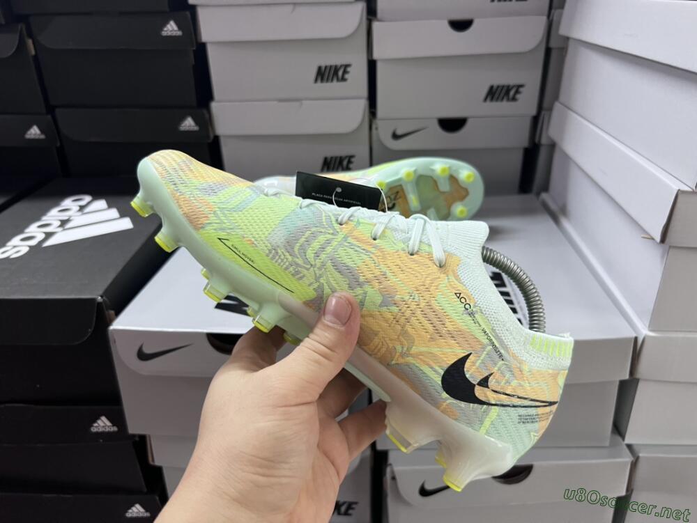 Unisex Nike Air Zoom Mercurial Vapor 15 Elite AG Football Boots - White/Green/Orange