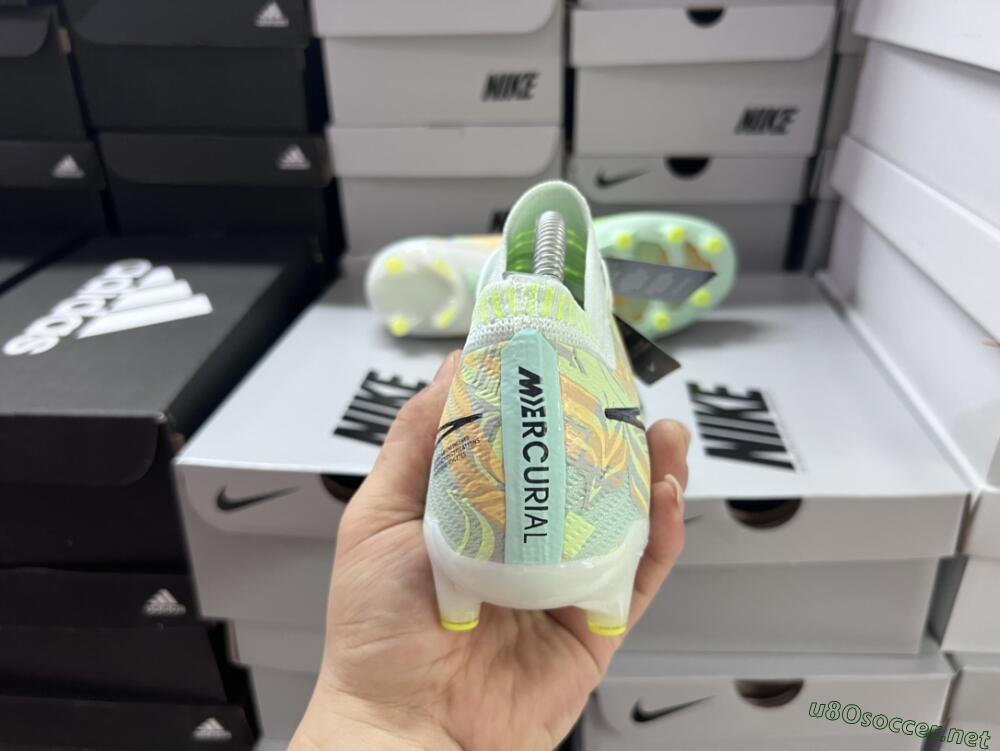 Unisex Nike Air Zoom Mercurial Vapor 15 Elite AG Football Boots - White/Green/Orange