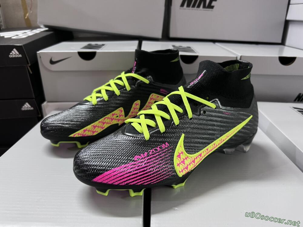 Men's Nike Air Zoom Mercurial Superfly 9 Elite FG Football Boots - Black/Yellow/Pink