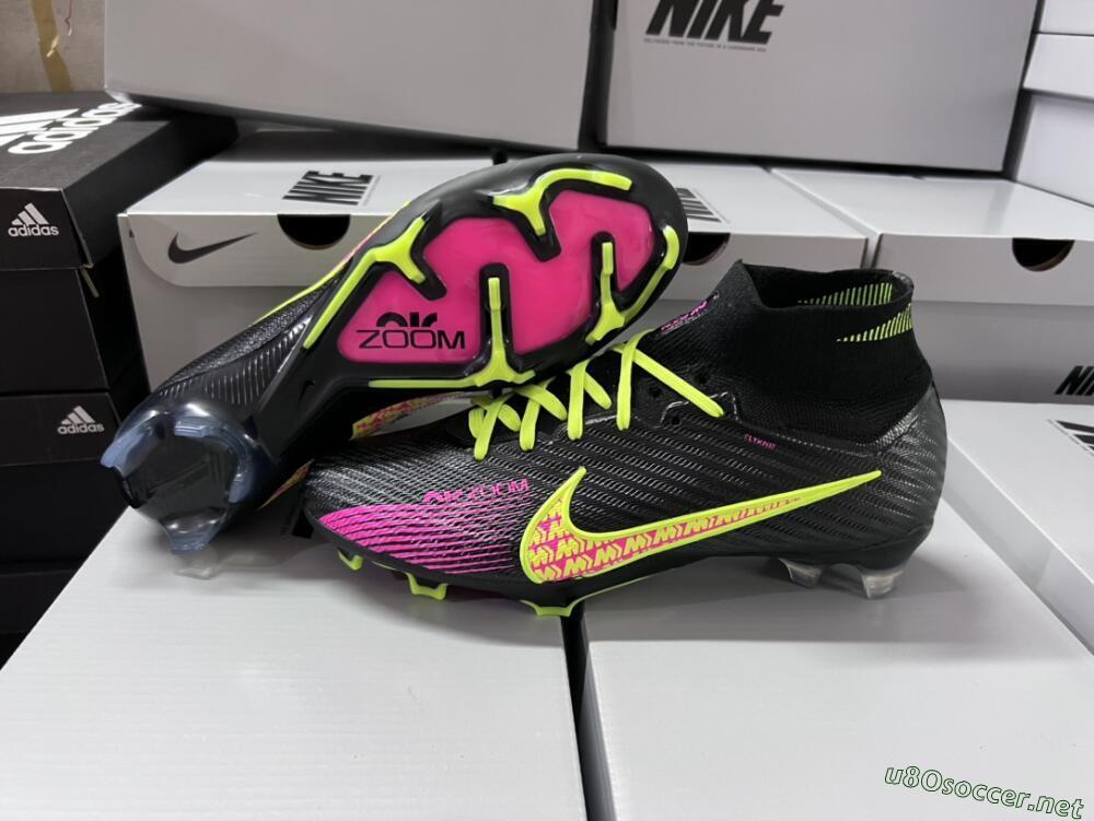 Men's Nike Air Zoom Mercurial Superfly 9 Elite FG Football Boots - Black/Yellow/Pink