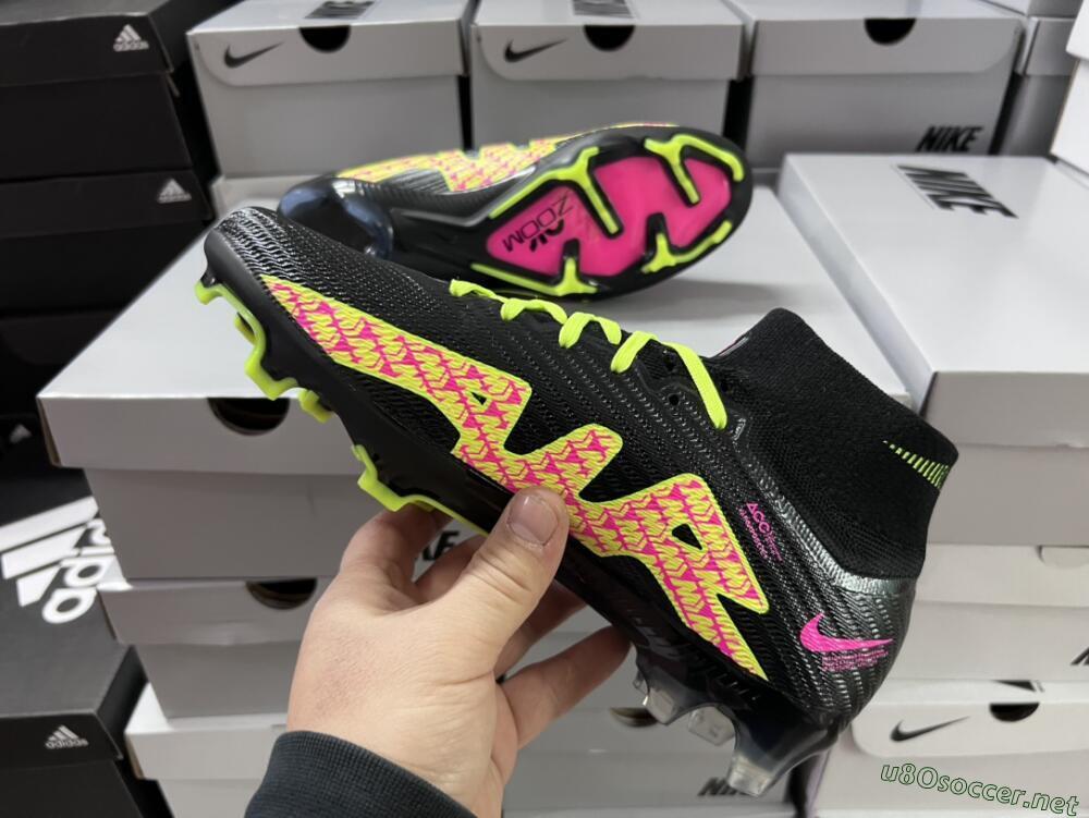 Men's Nike Air Zoom Mercurial Superfly 9 Elite FG Football Boots - Black/Yellow/Pink