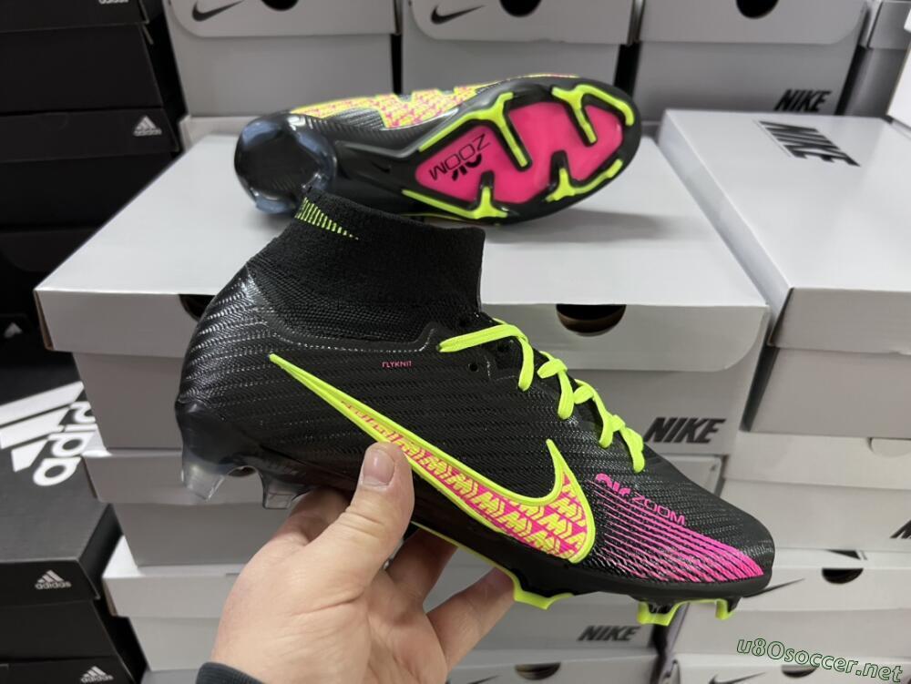 Men's Nike Air Zoom Mercurial Superfly 9 Elite FG Football Boots - Black/Yellow/Pink