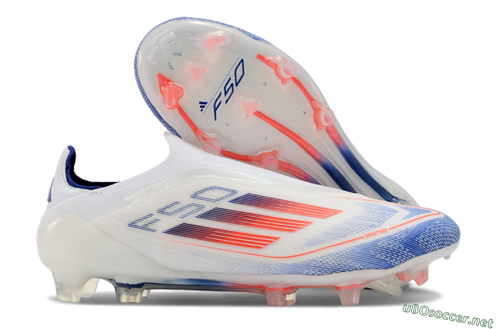 Men's Adidas F50 Elite Laceless FG Football Boots - Blue/Red/Beige 2