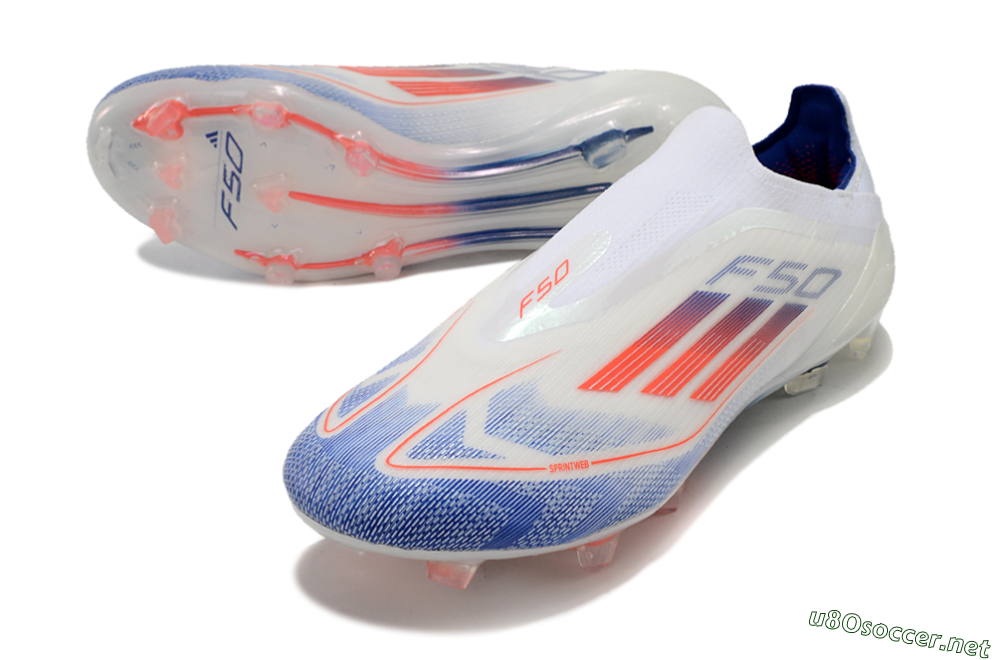 Men's Adidas F50 Elite Laceless FG Football Boots - Blue/Red/Beige 3