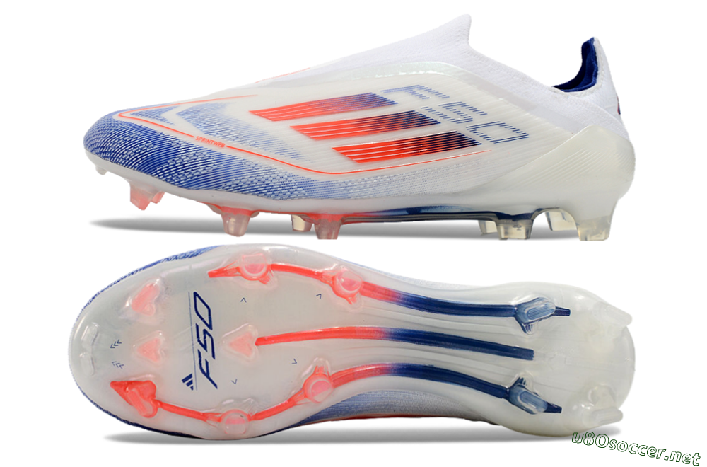Men's Adidas F50 Elite Laceless FG Football Boots - Blue/Red/Beige 1