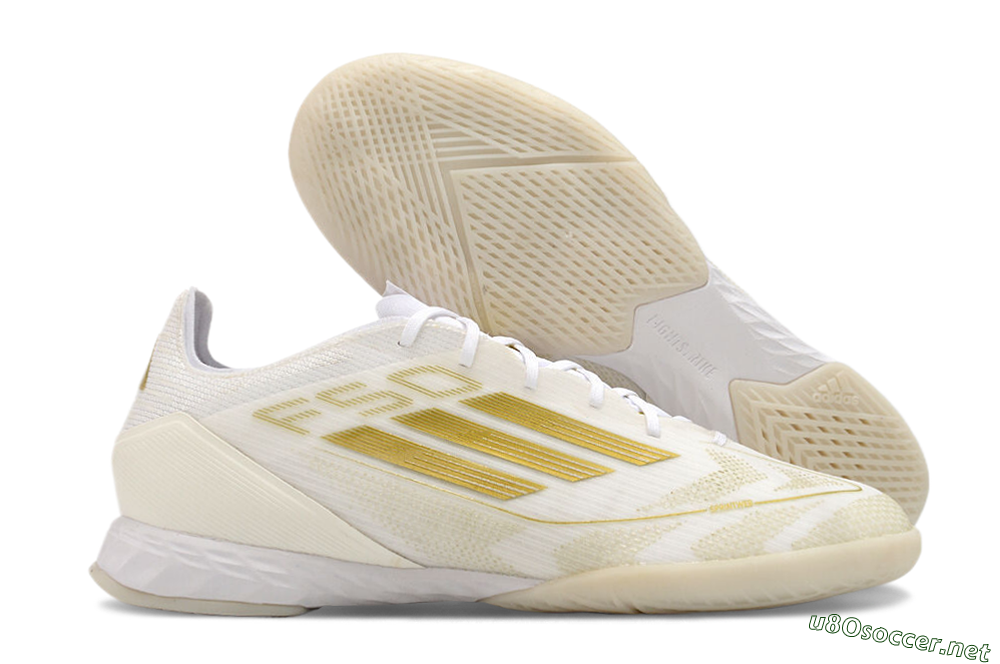Men's Adidas F50 Pro IC Football Shoes - Beige/White/Gold 2