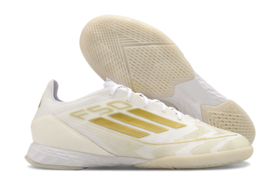 Men's Adidas F50 Pro IC Football Shoes - Beige/White/Gold