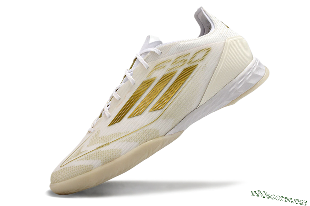 Men's Adidas F50 Pro IC Football Shoes - Beige/White/Gold 5