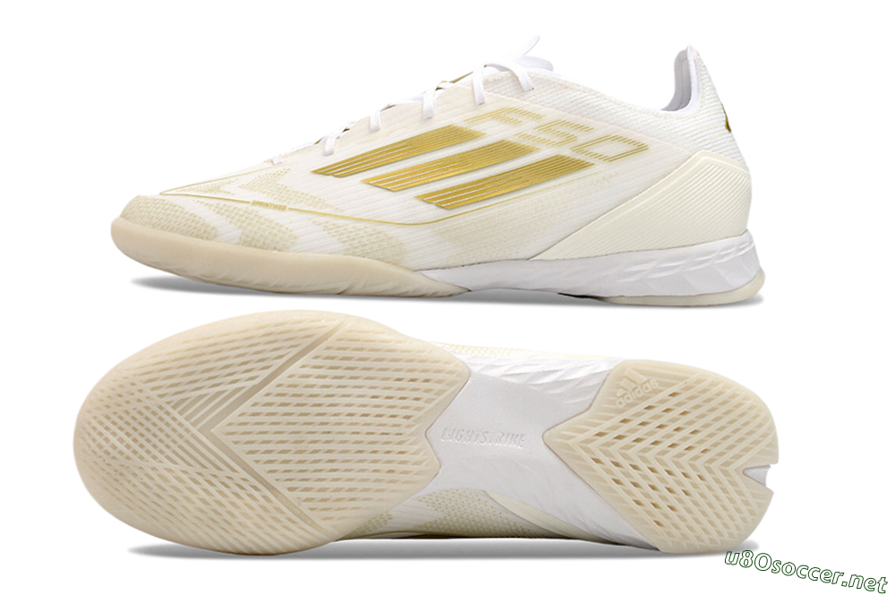 Men's Adidas F50 Pro IC Football Shoes - Beige/White/Gold 1