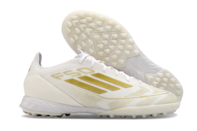 Men's Adidas F50 Pro TF Football Shoes - Beige/White/Gold