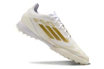 Men's Adidas F50 Pro TF Football Shoes - Beige/White/Gold