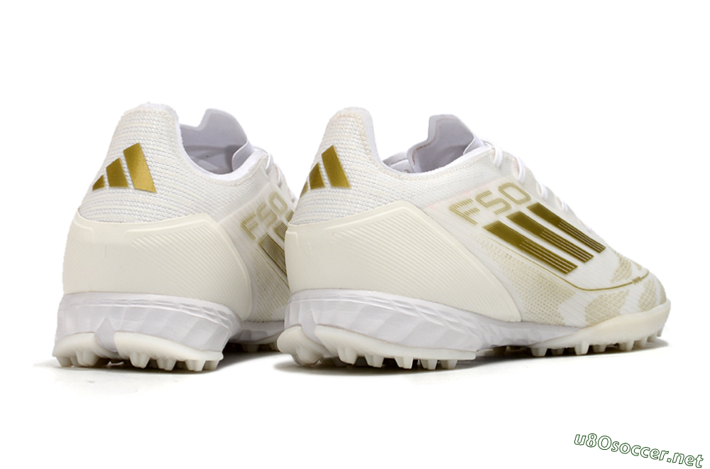 Men's Adidas F50 Pro TF Football Shoes - Beige/White/Gold 6