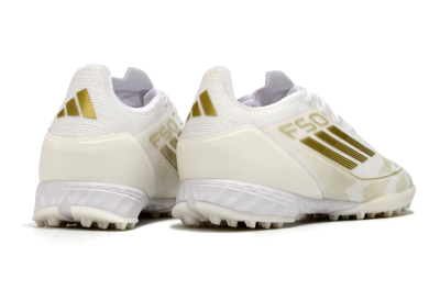 Men's Adidas F50 Pro TF Football Shoes - Beige/White/Gold