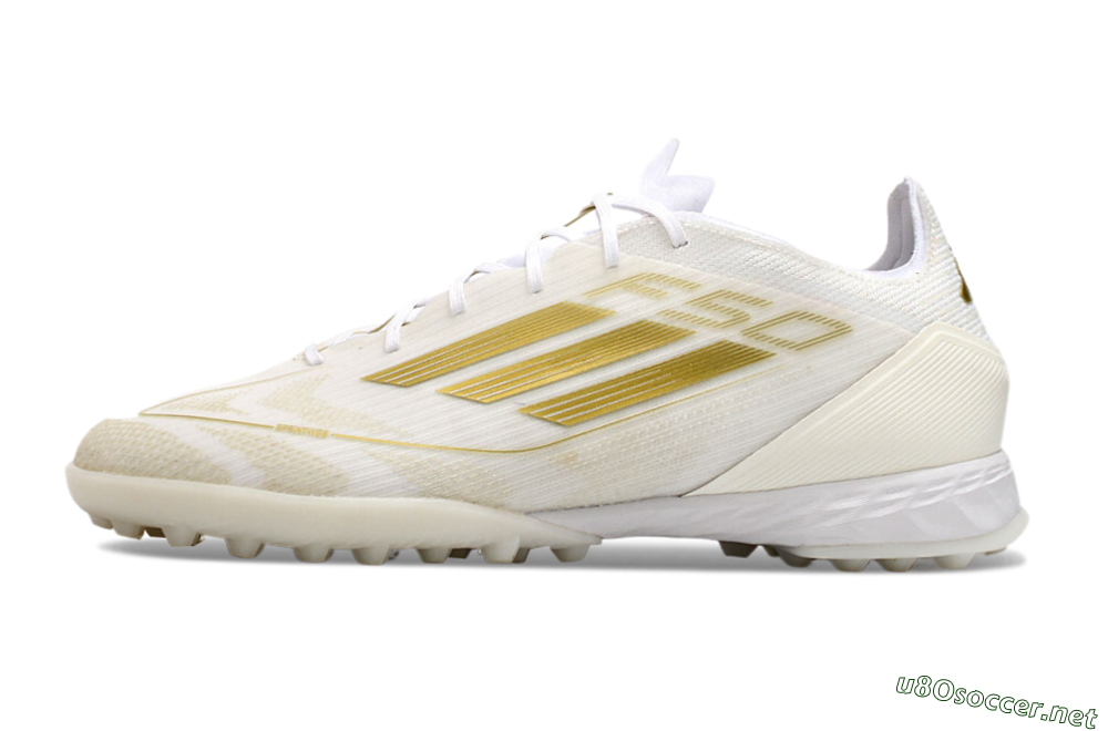 Men's Adidas F50 Pro TF Football Shoes - Beige/White/Gold 0
