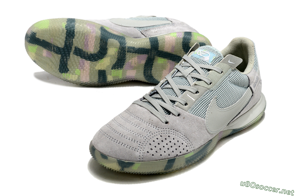 Men's Nike Street Gato IC Football Shoes - Grey/Green/Mint 3