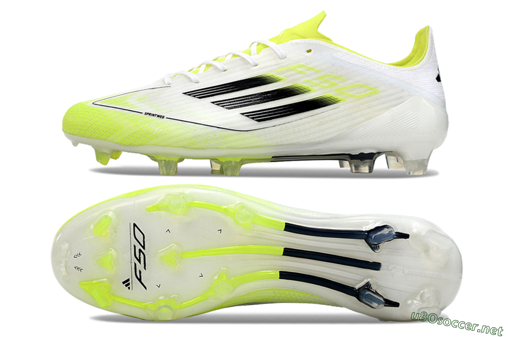 Men's Adidas F50 Adizero FG Football Boots - White/Yellow/Black 1