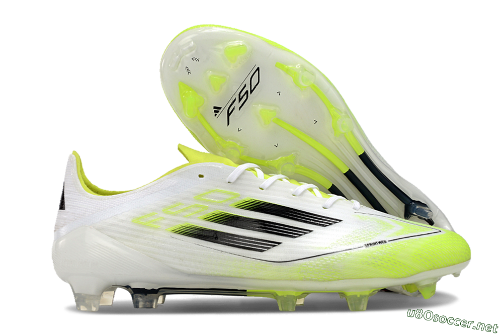 Men's Adidas F50 Adizero FG Football Boots - White/Yellow/Black 2