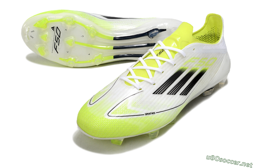 Men's Adidas F50 Adizero FG Football Boots - White/Yellow/Black 3